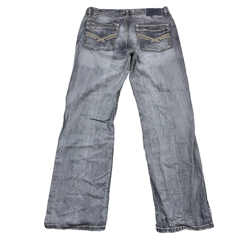 TK Axel Jeans Men 34x34 Relaxed Straight Leg Gray Denim Pants Faded Baggy Fit